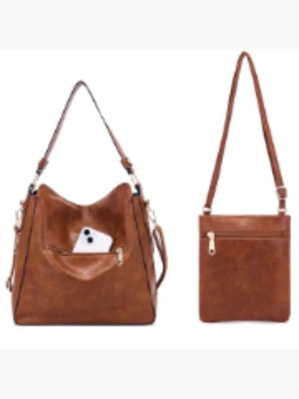 4-Piece Hobo Crossbody Handbag Set with Wallet, Tote and Coin Purse in Faux